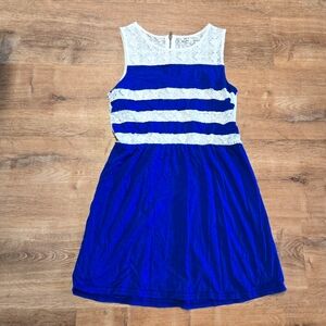 Hot & Delicious Blue and White Pleated Midi Sundress